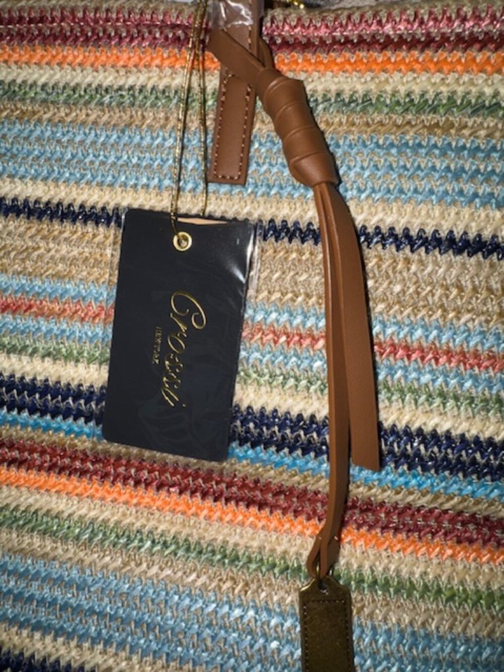 LIKE DREAMS Auburn Striped Straw Tote Bag ($50) - Picture 7 of 8